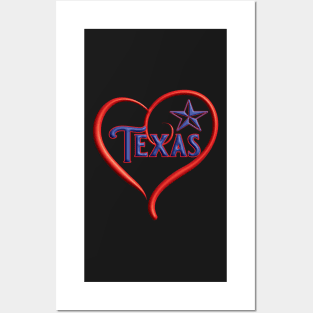 Texas Heart & Star Posters and Art